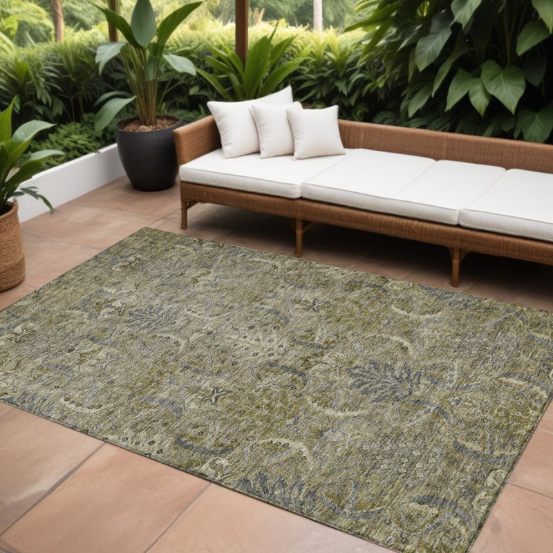 Tapis intérieur / extérieur damassé taupe et gris 10 'x 14'