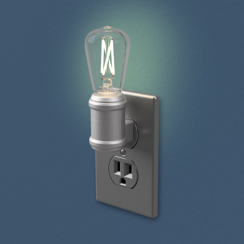 Vintage Edison Filament LED Night Light, Nickel