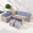 6-piece All Weather Pe Rattan Sofa Set With Adjustable Seat, Storage Box, Removable Covers And Tempered Glass Top Table