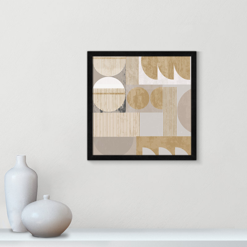Golden Balance I Print par , Grain de bois noir, L 17 po x H 17 po, Impression encadrée