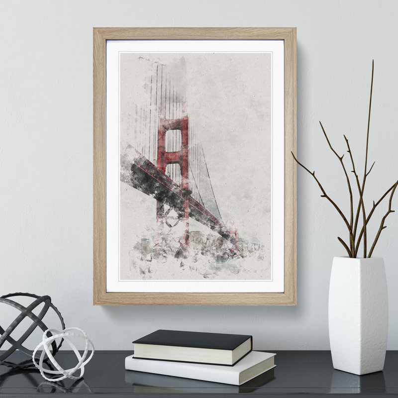 Golden Gate Bridge Vol.4 - Picture Frame Painting, 36cm H x 27cm W x 2cm D, Oak Framed