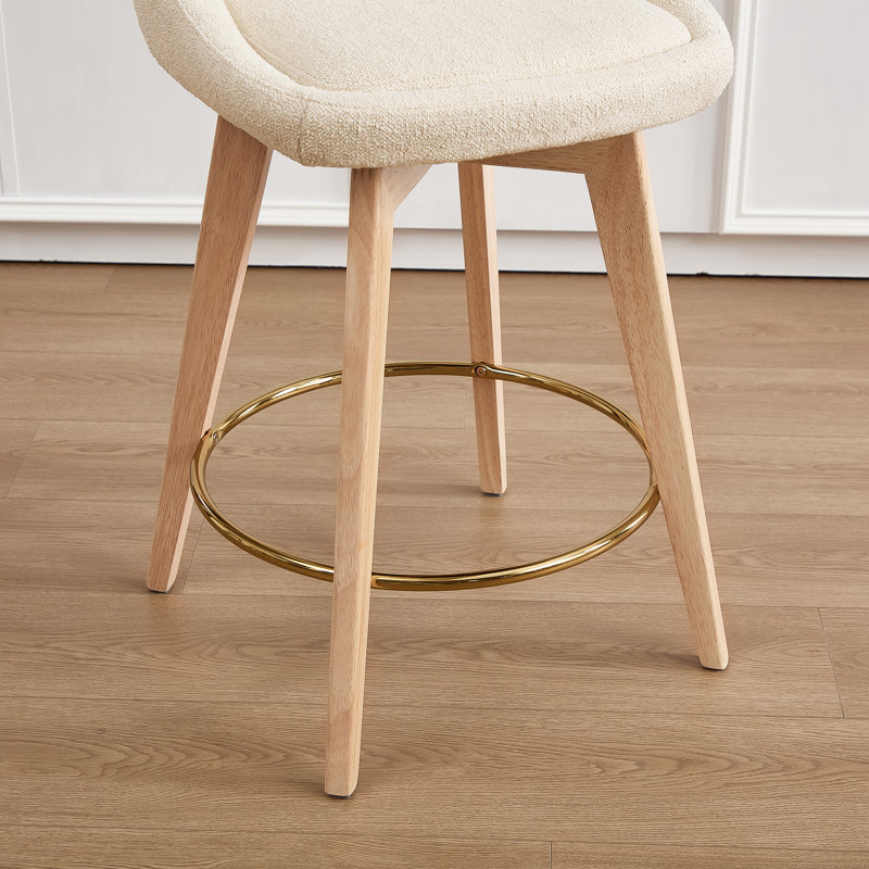 Tabouret de comptoir pivotant revêtu de lin 26,8 po Ashwell, Beige