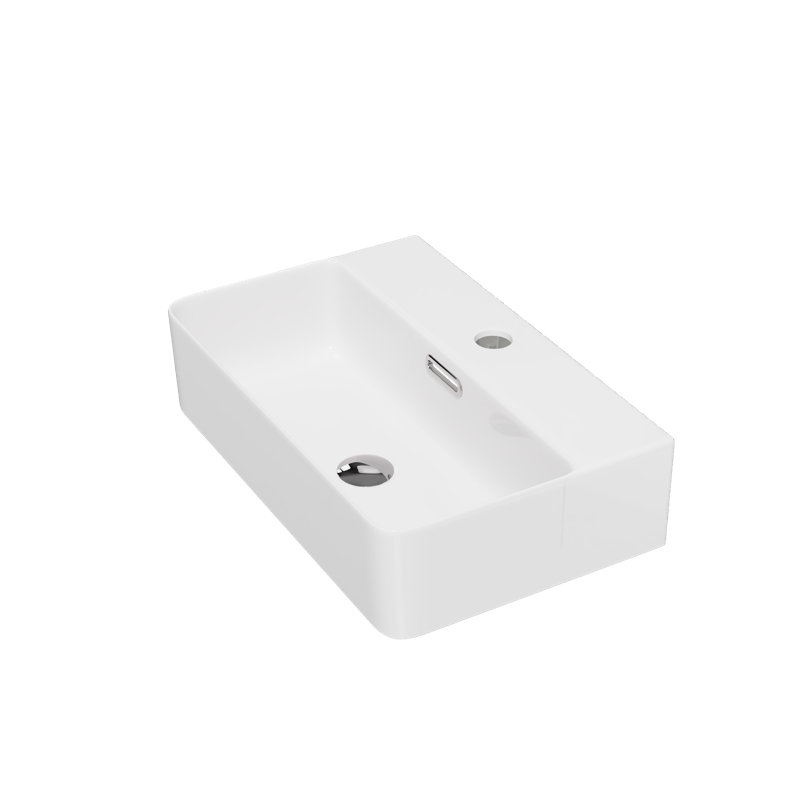 DeerValley 460mm L x 305mm W White Ceramic Rectangular Sink with Overflow