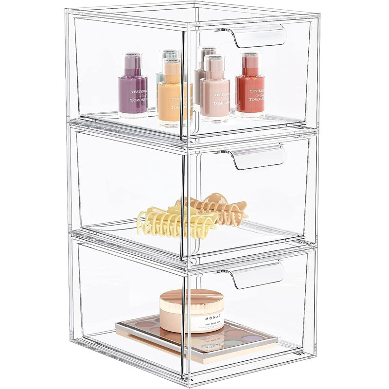 Makinleigh Plastic 3 Compartment Makeup Organizer