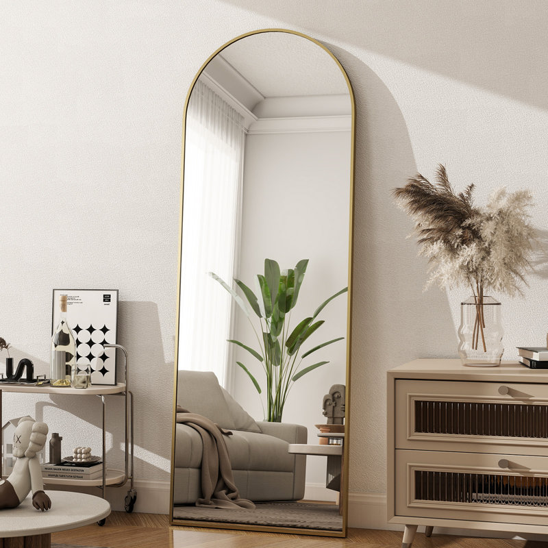 Shatterproof Arch Full Length Mirror - Basics by Wayfair™, Gold, 58" x 18" 