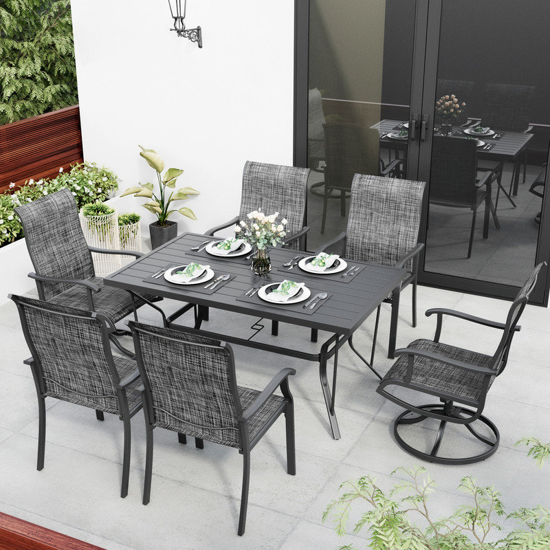 Ensemble de 2 chaises de patio pivotantes Sandisfield (ensemble de 2), Gris