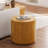 Round Outdoor Indoor Side Table, Modern Wood Grain Patio Stool, Sturdy MGO Waterproof, No-Assembly Required For Patio And Living Room (Wood Color)-1787551801