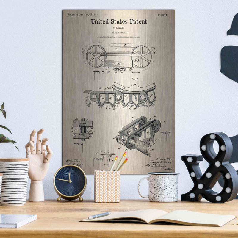 " Traction Engine Blueprint Patent Parchment, " by Patents