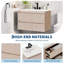Meuble-lavabo mural moderne cannelé de 61 cm (24 po), 2 tiroirs, lavabo en céramique blanche, revêtement en PVC imperméable-1989052056-1989052059