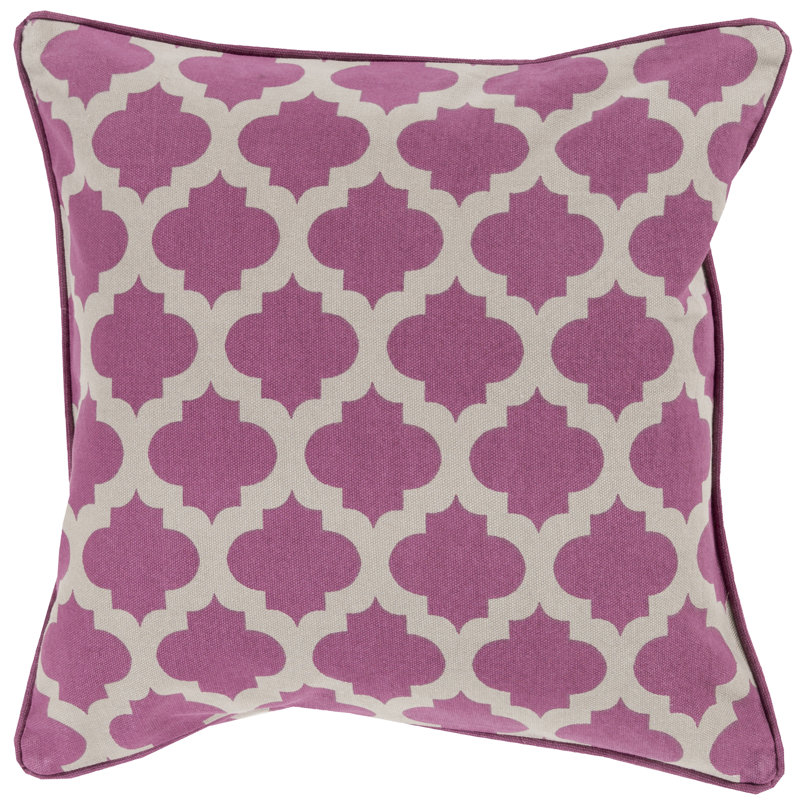 Housse de coussin en coton , 20 po x 20 po, Mauve foncé / Taupe