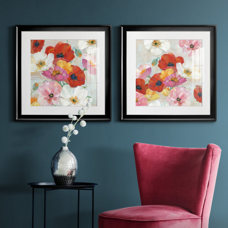 Confetti Flowers I - ensemble de 2 cadres photo, Noir, H 30,5 po x l 61 po x P 1,5 po