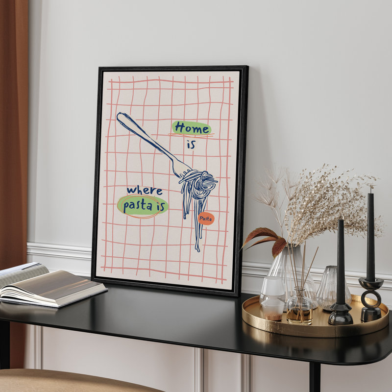 «Pink Pasta Club Kitchen Kitchen Kitchen Pasta Lover Pasta Lover», art mural, Noir, H 24 po x l 16 po