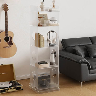 Acrylic Open Bookshelf with 360° Rotating Base