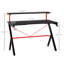 Bureau d'ordinateur de jeu 47 po, noir, avec effet en fibre de carbone, base stable, porte-gobelet rotatif et crochet pour casque d'écoute pour bureau Bureau de 47 pouces - Bureau spacieux et câbles organisés, noir