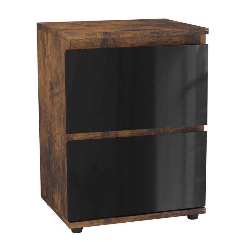 Otella 36cm W Metal Bedside Table, Rustic Brown/Black