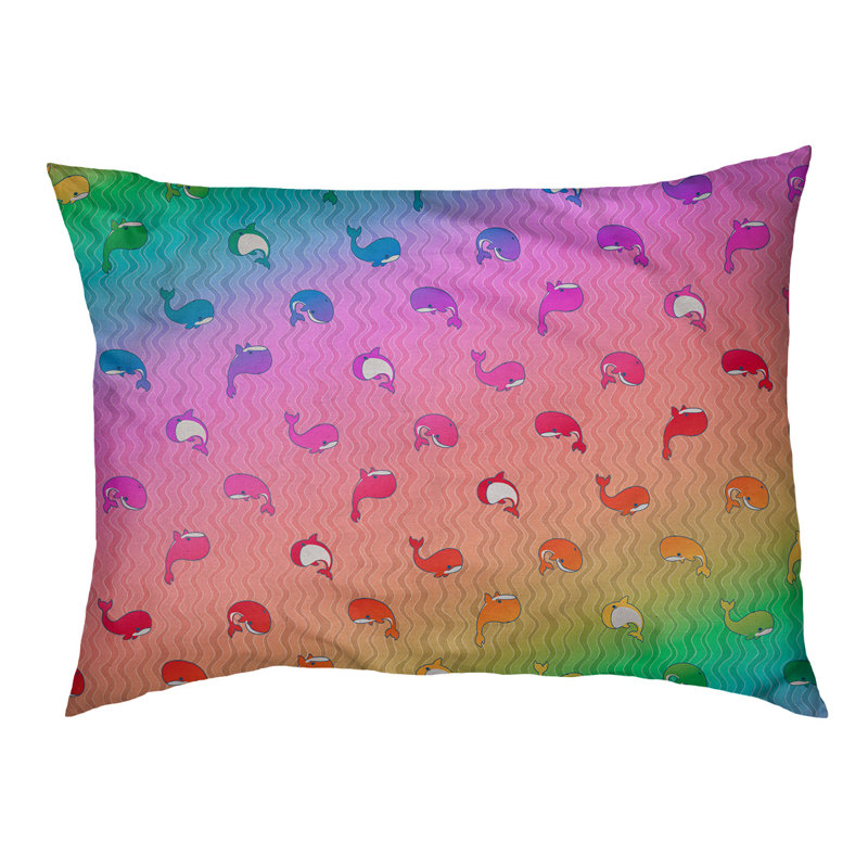 Coussin pour chien Campion Whales, Moyen (L 29,5 po x P19,5 po x H 9,5 po), Vert mer clair / orchidée / rouge