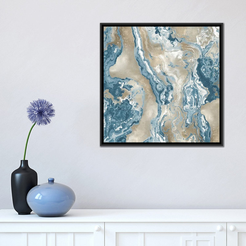 «Onyx Teal», impression sur toile, H 18 po x l 18 po x P 1,5 po, Toile avec cadre noir, Pas de tapis