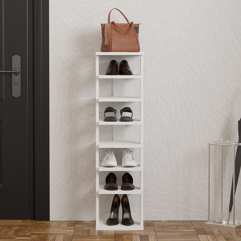 8 Pairs Shoe Storage Cabinet, White