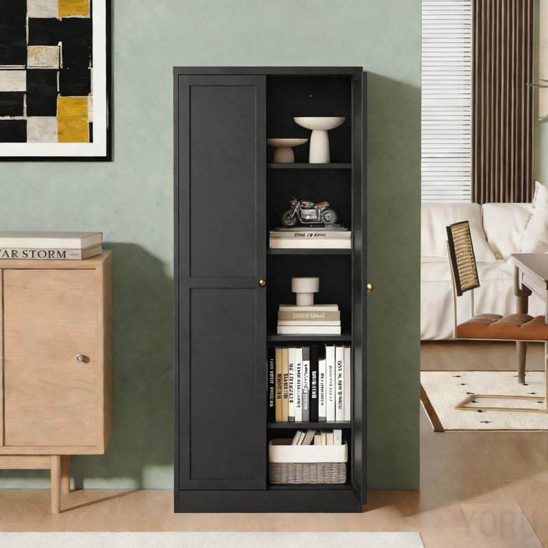 Armoire garde-manger 61 po en métal, 4 tablettes pour la cuisine - noir