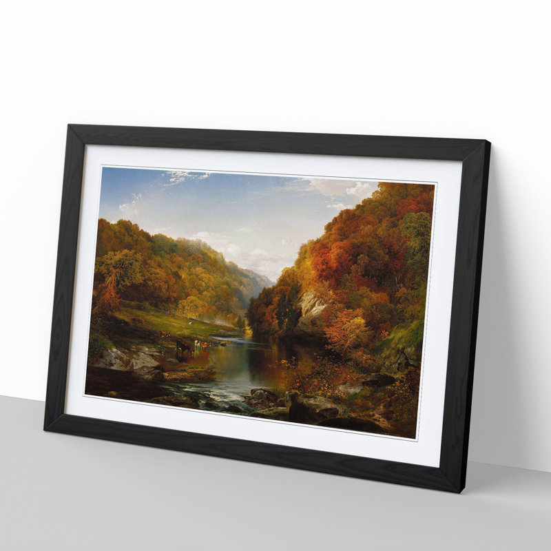 The Hudson River Vol.2 by Thomas Cole - Picture Frame Painting, 48cm H x 65cm W x 2cm D, Black