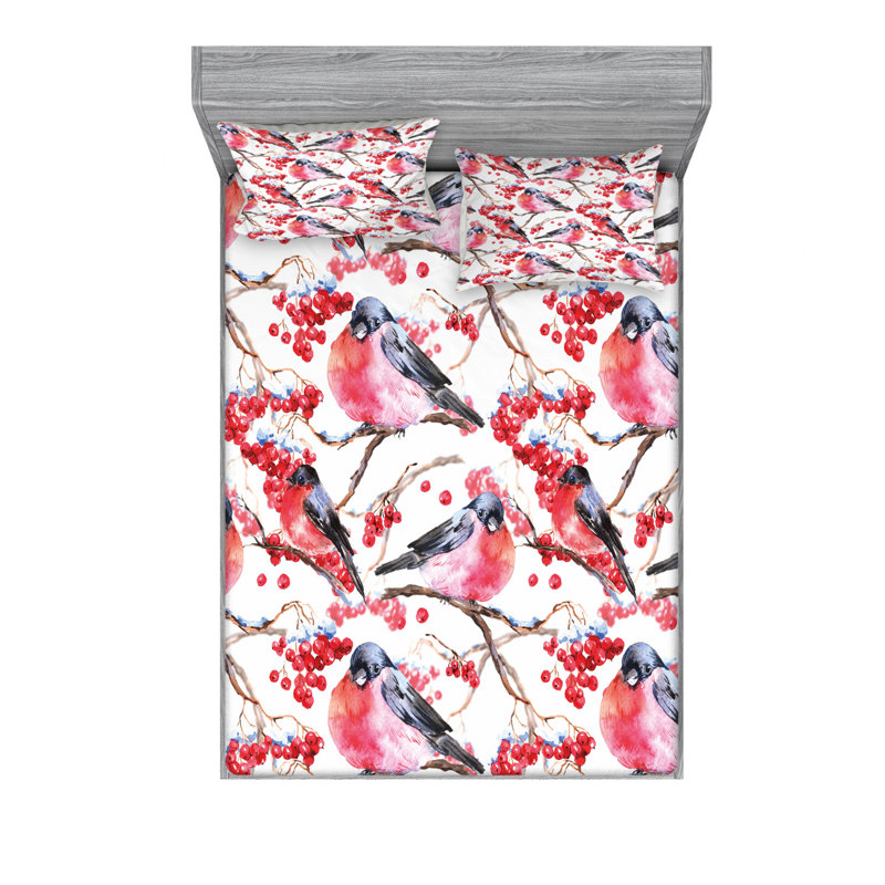 Microfiber Floral Sheet Set, Queen Sheet Set with Fitted Sheet, Floral 5