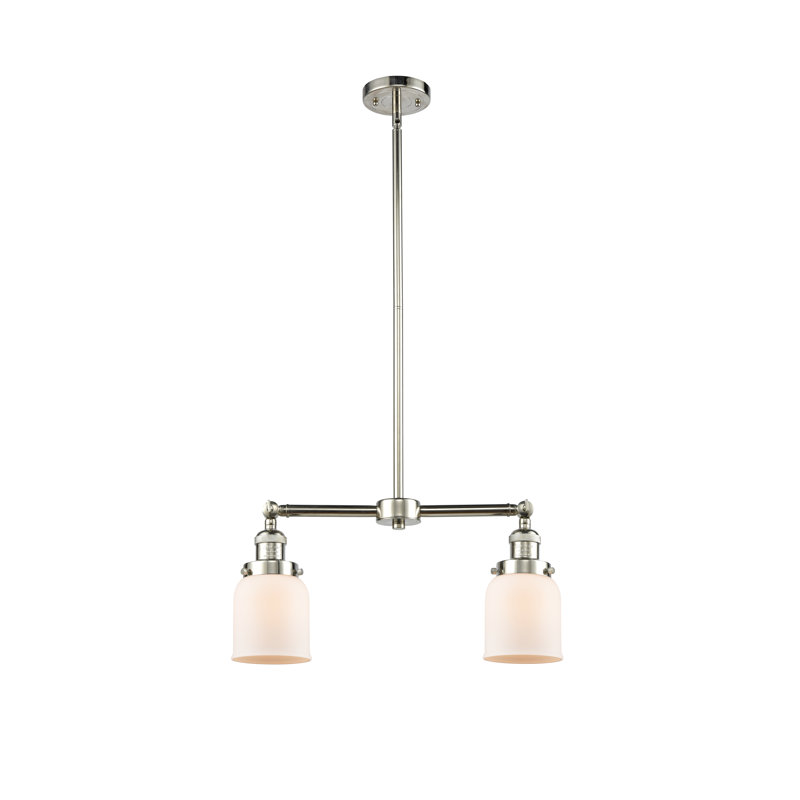 Bell - 2 Light 21" Island Light, 6 Watt Vinage LED Bulb, Matte White Cased, Polished Nickel