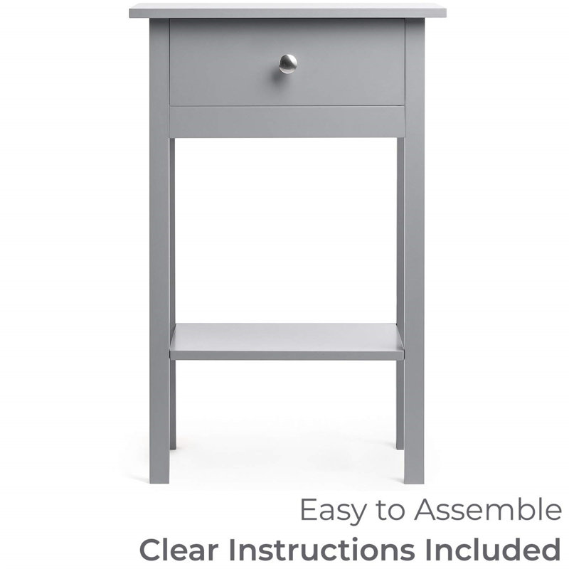 Lapierre 40cm W Manufactured Wood Bedside Table, Grey