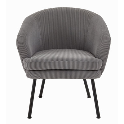 Chaise d'appoint en velours côtelé avec pieds en métal noir, fauteuil rembourré moderne, fauteuil demi-tonneau confortable pour la chambre à coucher du salon