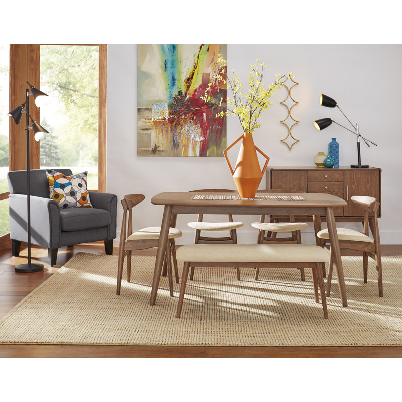Polyester Blend Upholstered Bench, Dark Walnut