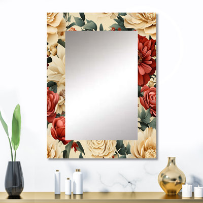 Kristofer délicate fleur symphonie - miroir mural floral unique, miroir floral, art imprimé en métal