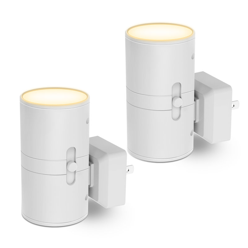 White Cylinder Wall Sconce Plug-In Dimmable Night Light 3000K, White