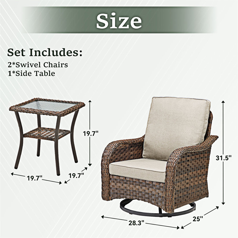 Ensemble de meubles d'extérieur 3 pièces, Beige