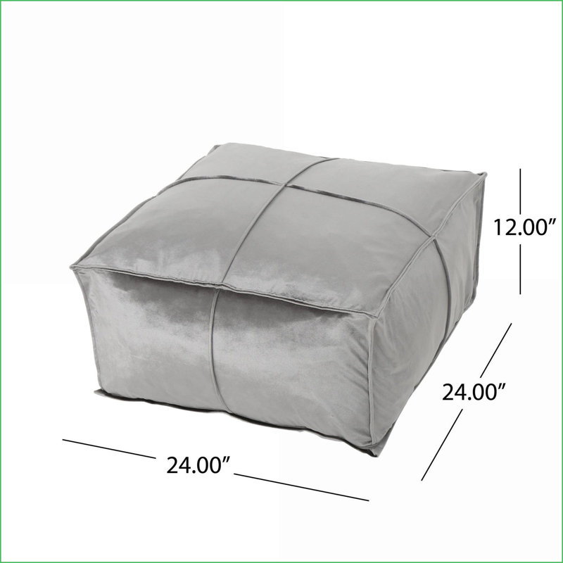 Repose-pieds carré 24 x 24 x 12 pour salon | Coussin de plancher | Gris anthracite | Velours