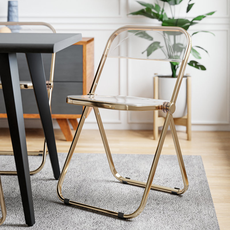 Chaise d'appoint et de salle à manger pliante en acrylique Lawrence, Clair