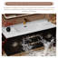 Meuble-lavabo vintage en bois d'hévéa imprimé avec lavabo en céramique, 2 tiroirs et 2 portes, miroir intelligent