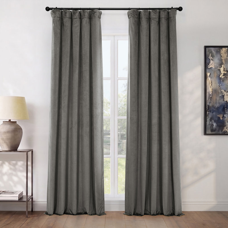 Rideaux en velours moelleux Matra pour chambre à coucher ‑ rideaux obscurcissants pour les fenêtres de salon, panneau simple