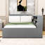 Lit plateforme en bois avec tête de lit tapissier, rangement intégré et lit gigogne simple-3941231-3941229