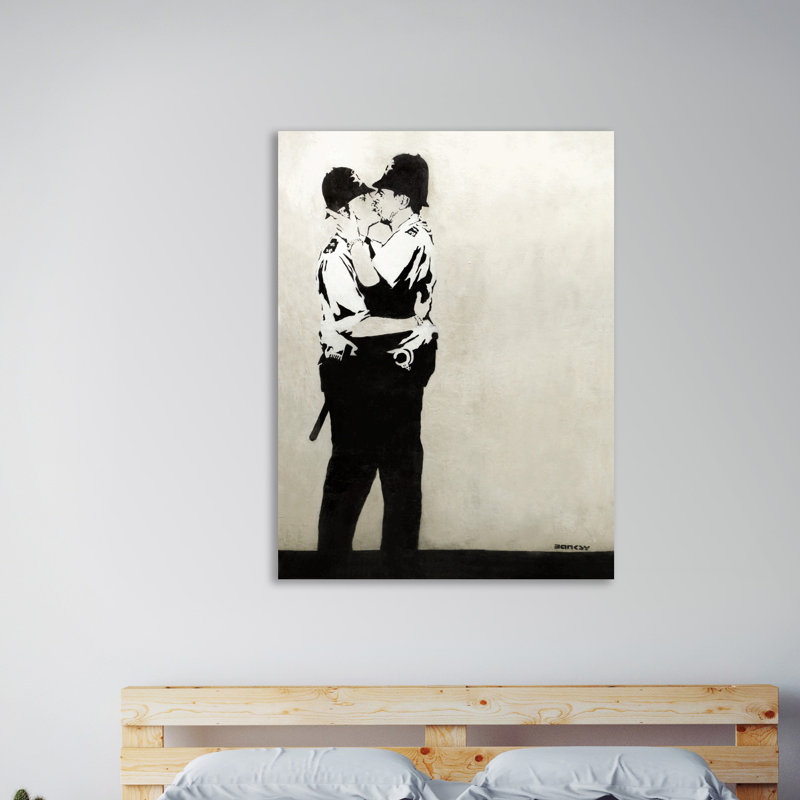 Kissing Cops by Banksy - Wrapped Canvas Print, 41cm H x 30cm W x 3cm D
