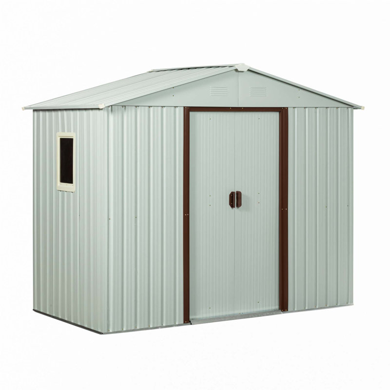Remise de rangement extérieure en métal 6 pi x 5 pi avec fenêtre et fondation en métal