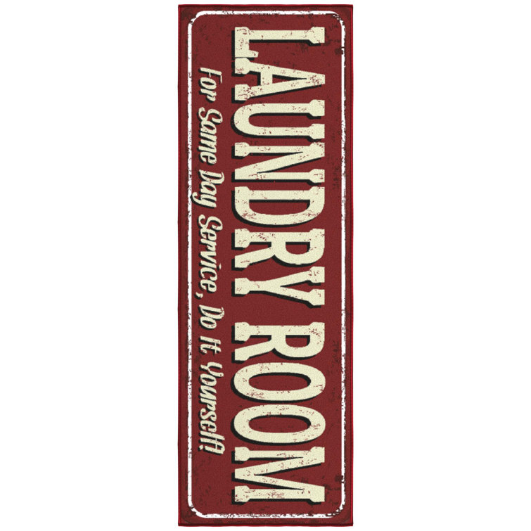 Non-Slip Rubberback Laundry Room Runner Rug, Red