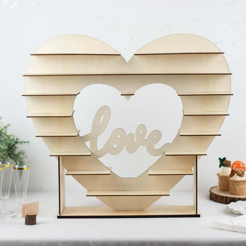 26" Heart Shaped 8-Layer Double Sided Wooden Dessert Display Stand