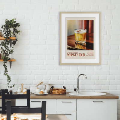 Whiskey Sour on Table Framed Print Under Glass, design by Andreas Magnusson
