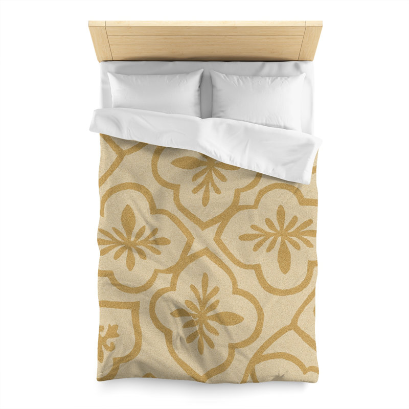Microfiber Duvet Cover Boho Style, Design 35, Twin Duvet Cover, White