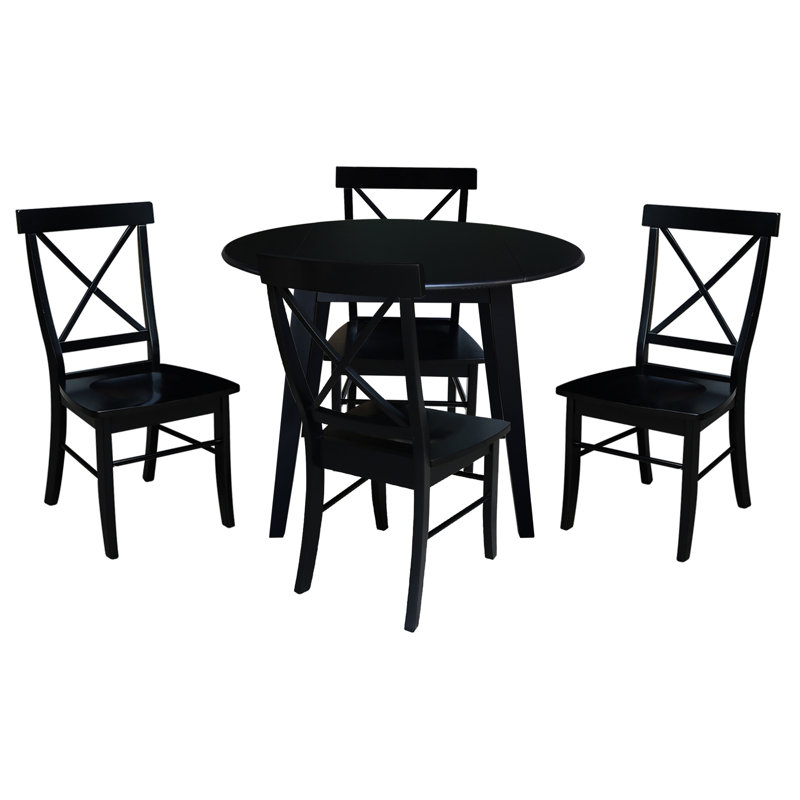 Ensemble de salle à manger Kaylam, Noir, 5 pièces: table, 4 chaises