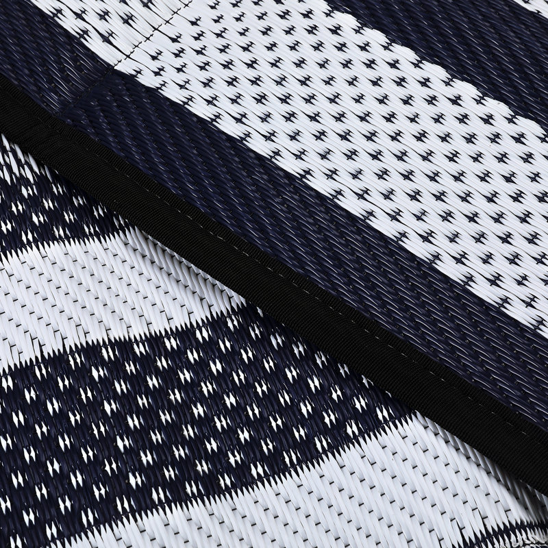 Waterproof Reversible Outdoor Rug 8x10ft - Modern Plastic Straw Patio Carpet - Washable, Durable - For Deck, Balcony, Porch, RV, Camping, Picnic, Beach - Blue