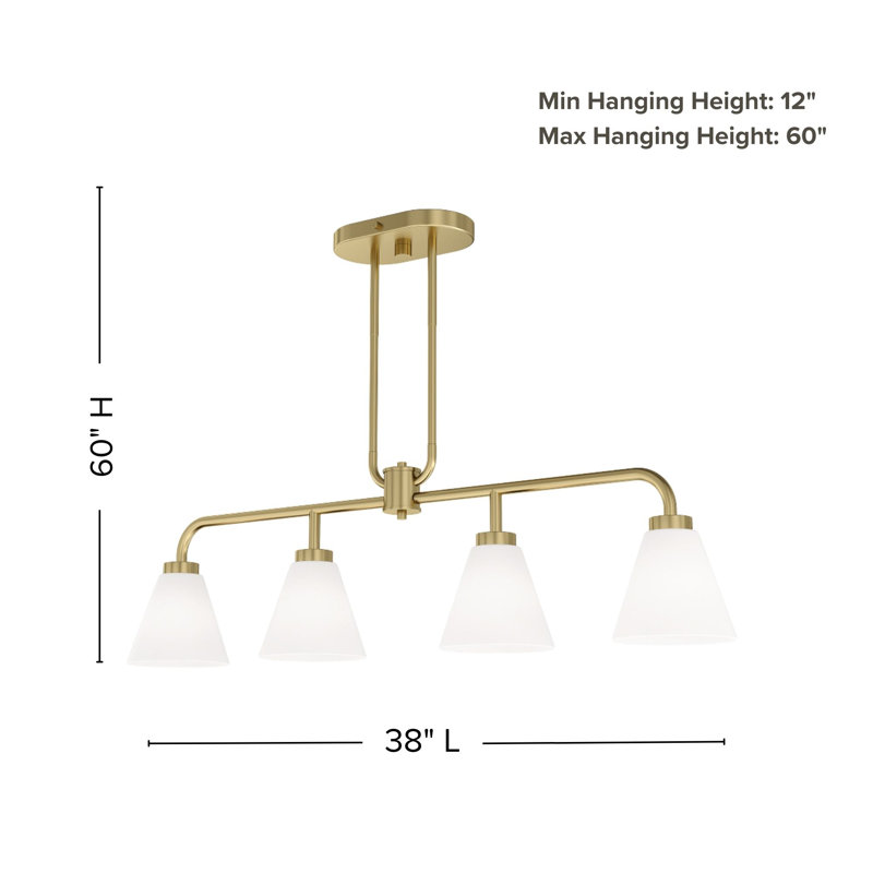 Wynridge Plug & Play 4-Light Chandelier in Transitional and Modern Style-60.15 Inches Tall and 38 Inches Wide, Satin Brass