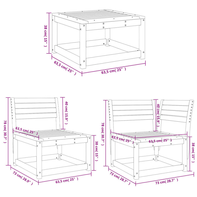 Wendell 63.5cm Wide L-Shaped Patio Sectional Set