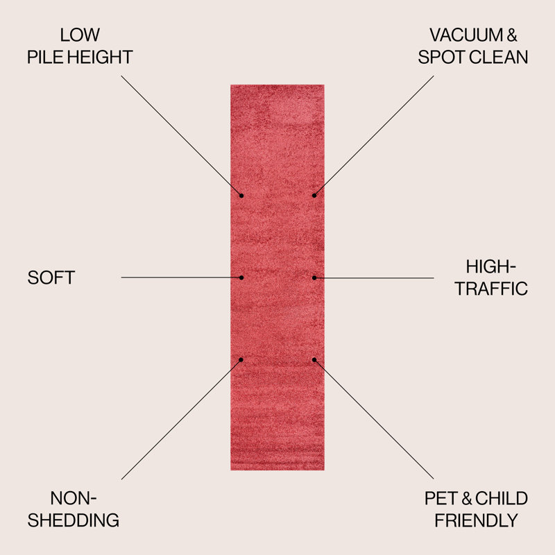 Tapis rouge Asalia, Tapis de couloir 2 pi x 12 pi