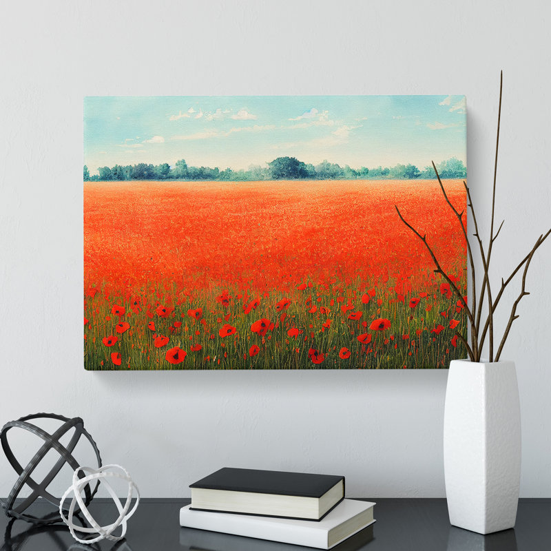 Watercolour Poppy Field Vol.5 - Wrapped Canvas, 35cm H x 50cm W x 3cm D