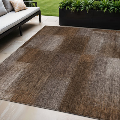 5' X 8' Ivory Abstract Washable Indoor Outdoor Area Rug